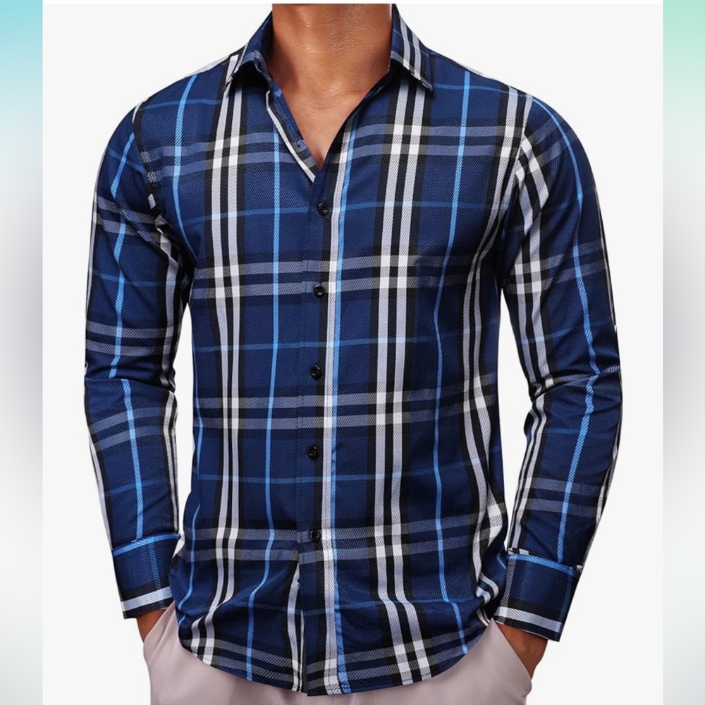 BNWT Men's Plaid Shirts Long Sleeve Button-up
